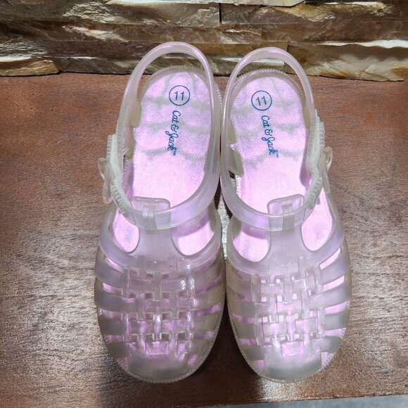 Cat & Jack Iridescent Pearl Jelly Sandal Size 11 - Picture 4 of 4